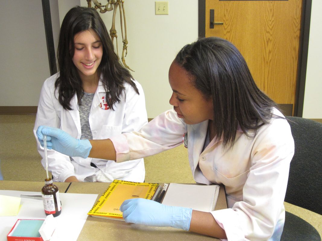 African American young women doing chemistry together.